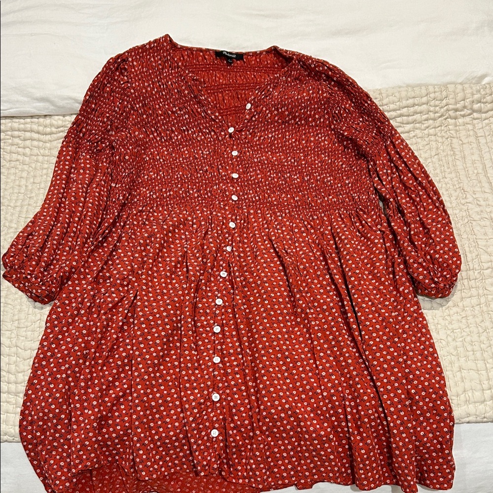 Madewell Red and White Polka Dot Dress